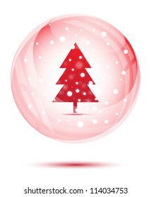 Christmas snow globe with red christmas tree