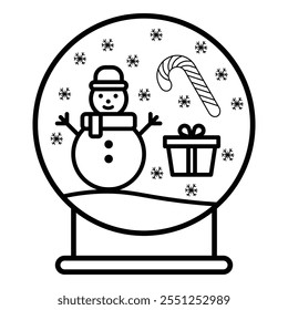 Christmas snow globe silhouette vector illustration.
