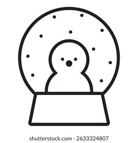 Christmas snow globe with snowman. Snowman inside globe icon on the white background. New Year set of icons. Christmas holidays. Vector illustration 
