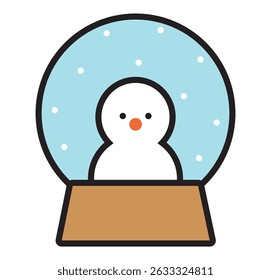 Christmas snow globe with snowman. Snowman inside globe icon on the white background. New Year set of icons. Christmas holidays. Vector illustration 