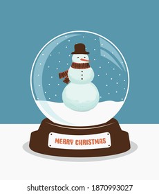 Nieve navideña con muñeco de nieve. Ilustración del vector