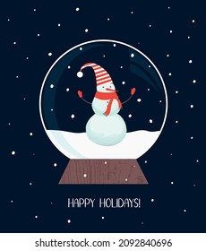 Nieve navideña con muñeco de nieve. Ilustración del vector
