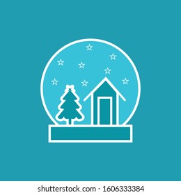 Christmas snow globe with christmas tree filled outline icon