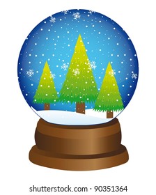 christmas snow globe with tree over white background. vector