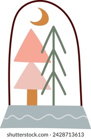 Christmas Snow Globe With Trees Vector Illustration