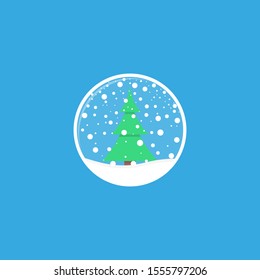 Christmas snow globe. Vector illustration in flat design