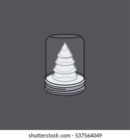 Christmas snow globe with white Christmas tree