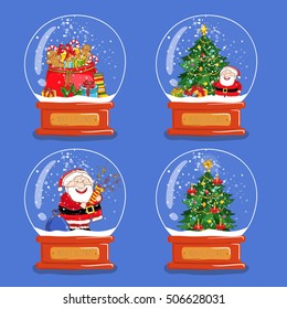 Christmas snow globes. Christmas trees in snow globes. 