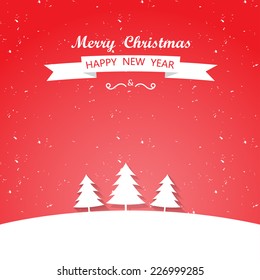 christmas with snow greeting card, background and backdrop, vector