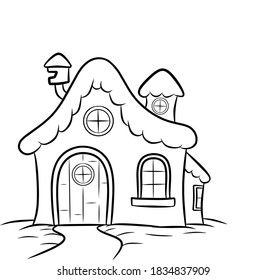 Christmas Snow House coloring pages illustration cartoon