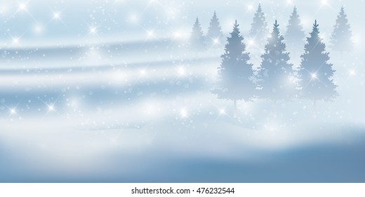 Christmas snow landscape background