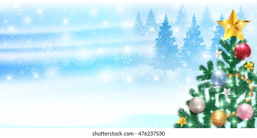 Christmas snow landscape background