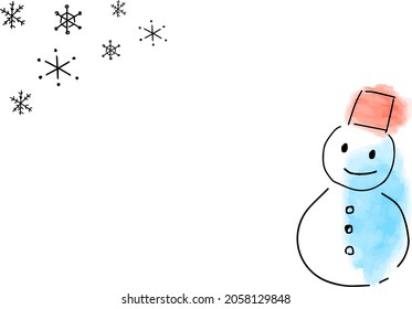 Christmas Snow man and snow flakes illustration frame