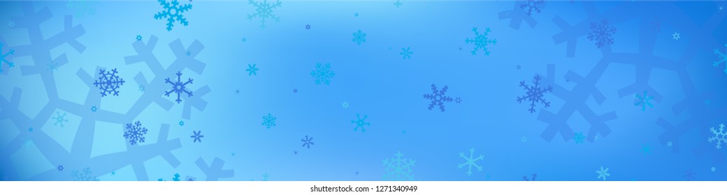 Christmas Snow Pattern. Christmas Holiday Background with Falling Snowflakes for Wallpaper, Print, Card. Trendy Festive Pattern with Snowflakes Various Sizes and Shapes. Vector Texture.