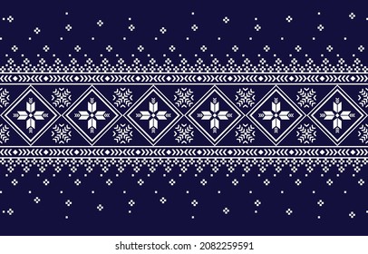 Christmas Snow Pattern, Snowflake Geometric Seamless Design Background