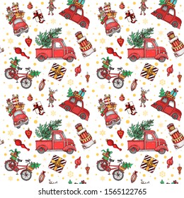 Christmas Snow pattern snowflakes. New Year holidays greeting card. Ornament with snowflakes.