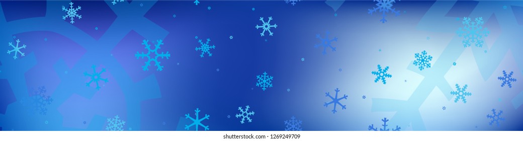 Christmas Snow Pattern. Winter Holiday Background with Falling Snowflakes for Banner, Card, Wallpaper. Trendy Festive Pattern with Snowflakes Various Sizes and Shapes. Vector Texture.