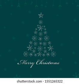 The Christmas snow pine logo with merry christmas text and green background