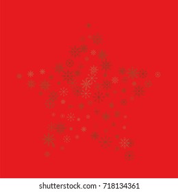 Christmas snow powder background of a random scatter snowflakes on a red background. Snow explosion. Ice storm.