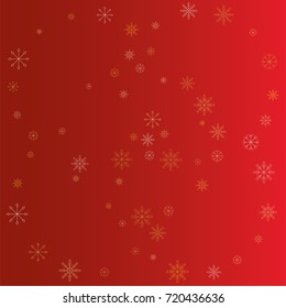 Christmas snow powder background of a random scatter snowflakes on a red background. Snow explosion. Ice storm.