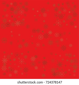 Christmas snow powder background of a random scatter snowflakes on a red background. Snow explosion. Ice storm.