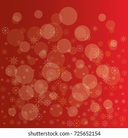 Christmas snow powder background of a random scatter snowflakes on a red background. Snow explosion. Ice storm.