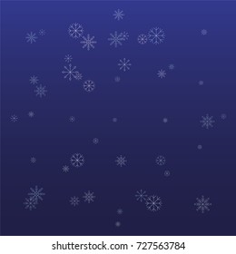 Christmas snow powder background of a random scatter snowflakes on a blue background. Snow explosion. Ice storm.