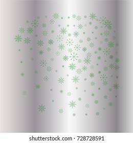 Christmas snow powder background of a random scatter snowflakes on a silver background. Snow explosion. Ice storm.