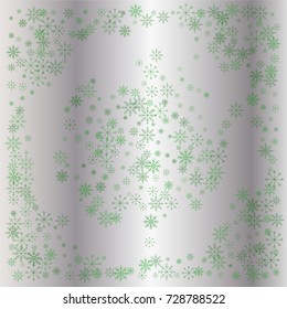 Christmas snow powder background of a random scatter snowflakes on a silver background. Snow explosion. Ice storm.