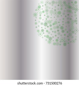 Christmas snow powder background of a random scatter snowflakes on a silver background. Snow explosion. Ice storm.