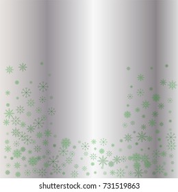 Christmas snow powder background of a random scatter snowflakes on a silver background. Snow explosion. Ice storm.