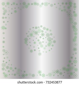 Christmas snow powder background of a random scatter snowflakes on a silver background. Snow explosion. Ice storm.