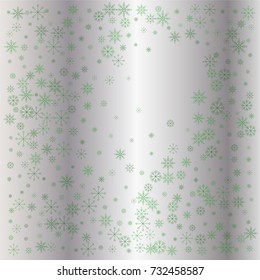 Christmas snow powder background of a random scatter snowflakes on a silver background. Snow explosion. Ice storm.