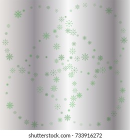 Christmas snow powder background of a random scatter snowflakes on a silver background. Snow explosion. Ice storm.