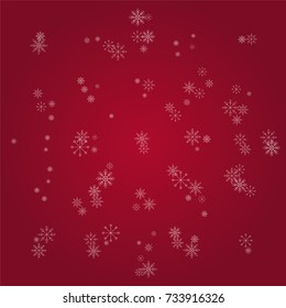 Christmas snow powder background of a random scatter snowflakes on a red background. Snow explosion. Ice storm.