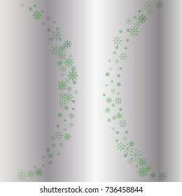 Christmas snow powder background of a random scatter snowflakes on a silver background. Snow explosion. Ice storm.