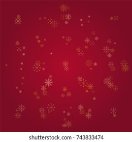Christmas snow powder background of a random scatter snowflakes on a red background. Snow explosion. Ice storm.