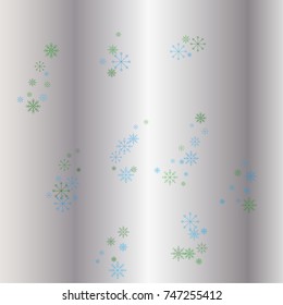 Christmas snow powder background of a random scatter snowflakes on a silver background. Snow explosion. Ice storm.