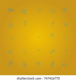 Christmas snow powder background of a random scatter snowflakes on a golden background. Snow explosion. Ice storm.