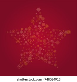 Christmas snow powder background of a random scatter snowflakes on a red background. Snow explosion. Ice storm.
