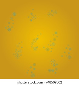 Christmas snow powder background of a random scatter snowflakes on a golden background. Snow explosion. Ice storm.