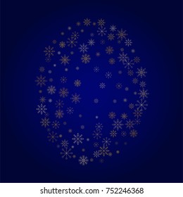 Christmas snow powder background of a random scatter snowflakes in blue. Snow explosion. Ice storm.