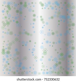 Christmas snow powder background of a random scatter snowflakes on a silver background. Snow explosion. Ice storm.