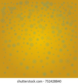 Christmas snow powder background of a random scatter snowflakes on a golden background. Snow explosion. Ice storm.