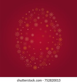 Christmas snow powder background of a random scatter snowflakes on a red background. Snow explosion. Ice storm.