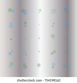 Christmas snow powder background of a random scatter snowflakes on a silver background. Snow explosion. Ice storm.