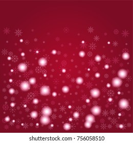 Christmas snow powder background of a random scatter snowflakes on a red background. Snow explosion. Ice storm.