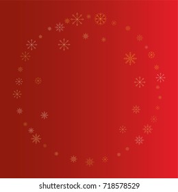 Christmas snow powder frame or border of a random scatter snowflakes on a red background. Snow explosion. Ice storm.