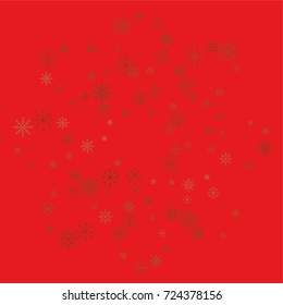 Christmas snow powder frame or border of a random scatter snowflakes on a red background. Snow explosion. Ice storm.