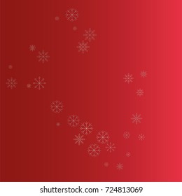Christmas snow powder frame or border of a random scatter snowflakes on a red background. Snow explosion. Ice storm.